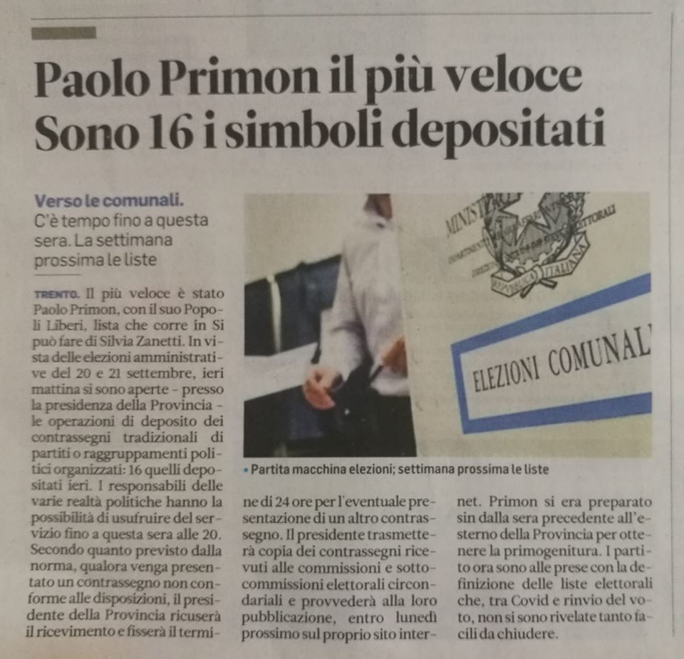 Trentino - venerdi 7 agosto 2020