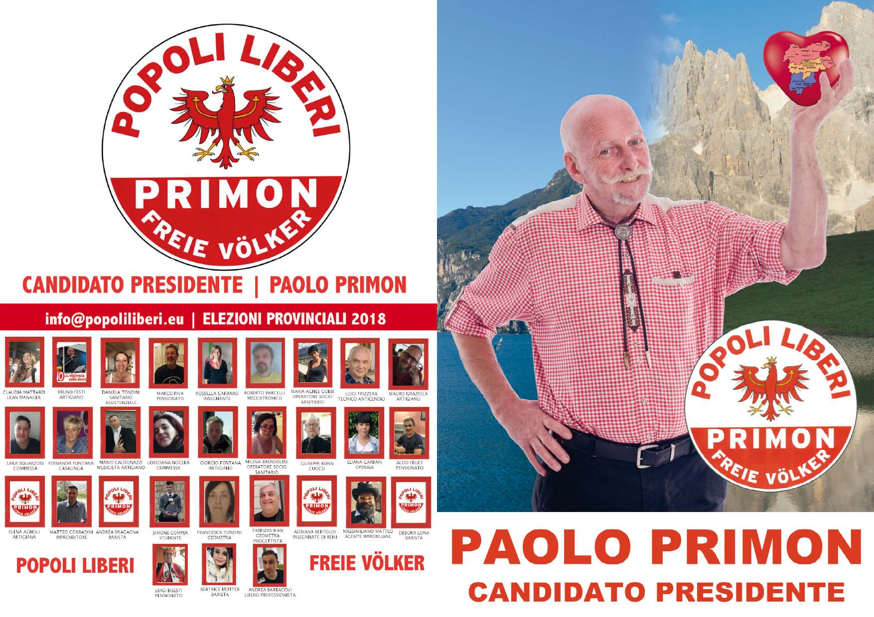 I manifesti elettorali di Popoli Liberi per le elezioni provinciali 2018 in Trentino